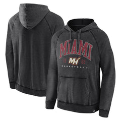 Fanatics - Miami Heat Foul Trouble Snow Wash Raglan Pullover Hoodie - Heather Charcoal