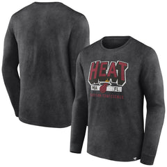 Fanatics - Miami Heat Front Court Press Snow Wash Long Sleeve T-Shirt - Heather Charcoal