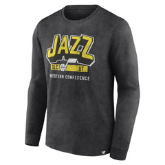 Fanatics - Utah Jazz Front Court Press Snow Wash Long Sleeve T-Shirt - Heather Charcoal