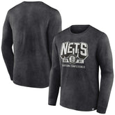 Fanatics - Brooklyn Nets Front Court Press Snow Wash Long Sleeve T-Shirt - Heather Charcoal