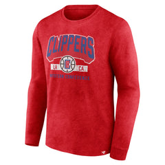 Fanatics - LA Clippers Front Court Press Snow Wash Long Sleeve T-Shirt - Heather Red