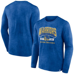 Fanatics - Golden State Warriors Front Court Press Snow Wash Long Sleeve T-Shirt - Heather Royal