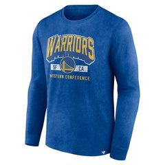 Fanatics - Golden State Warriors Front Court Press Snow Wash Long Sleeve T-Shirt - Heather Royal