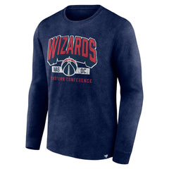 Fanatics - Washington Wizards Front Court Press Snow Wash Long Sleeve T-Shirt - Heather Navy