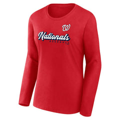 Washington Nationals Fanatics Women's Run The Bases Long Sleeve T-Shirt & Cuffed Knit Hat with Pom Combo Set Lifestyle