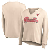 Fanatics - Chicago Bulls Women's Go For It Long Sleeve Notch Neck T-Shirt - Tan