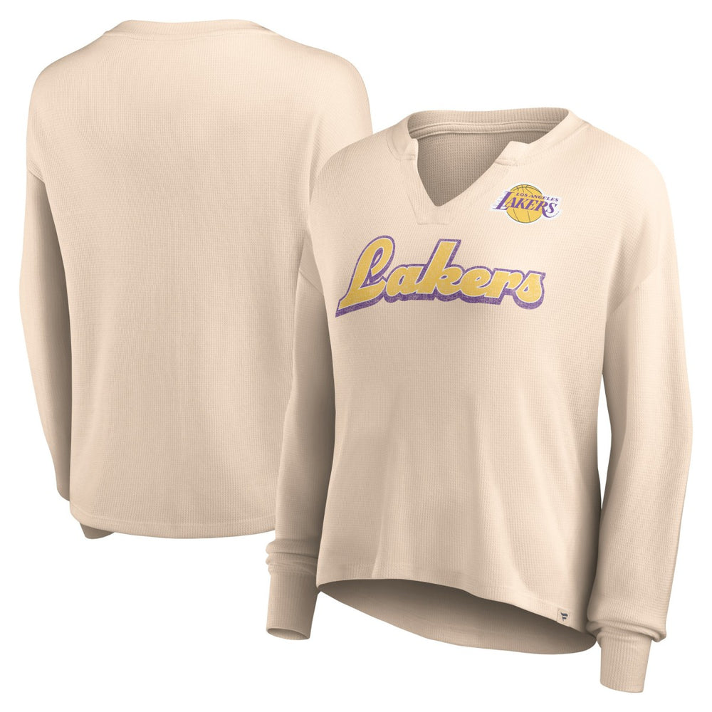 Fanatics - Los Angeles Lakers Women's Go For It Long Sleeve Notch Neck T-Shirt - Tan