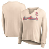 St. Louis Cardinals Fanatics Women's Go For It Waffle Knit Long Sleeve Notch Neck T-Shirt discount