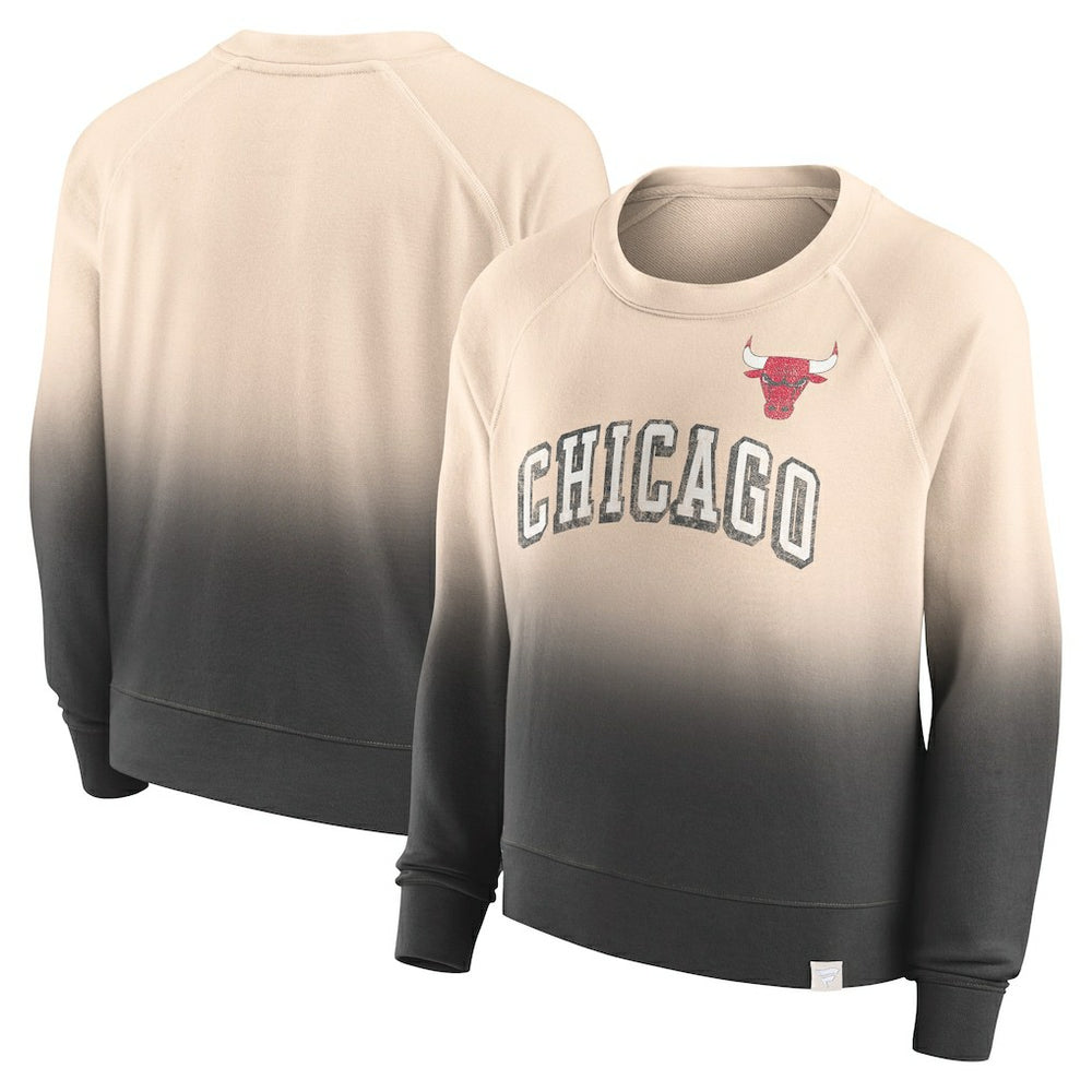 Fanatics - Chicago Bulls Women's Lounge Arch Raglan Pullover Sweatshirt - Tan/Black