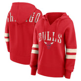 Fanatics - Chicago Bulls Women's Bold Move Dolman V-Neck High Hip Hoodie - Red