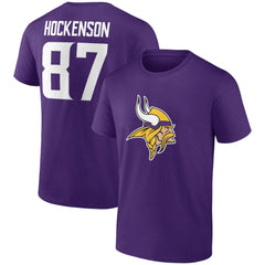 T.J. Hockenson Minnesota Vikings Icon Player Name & Number T-Shirt Purple - NFL