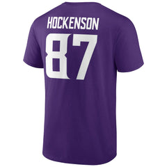 T.J. Hockenson Minnesota Vikings Icon Player Name & Number T-Shirt Purple - NFL
