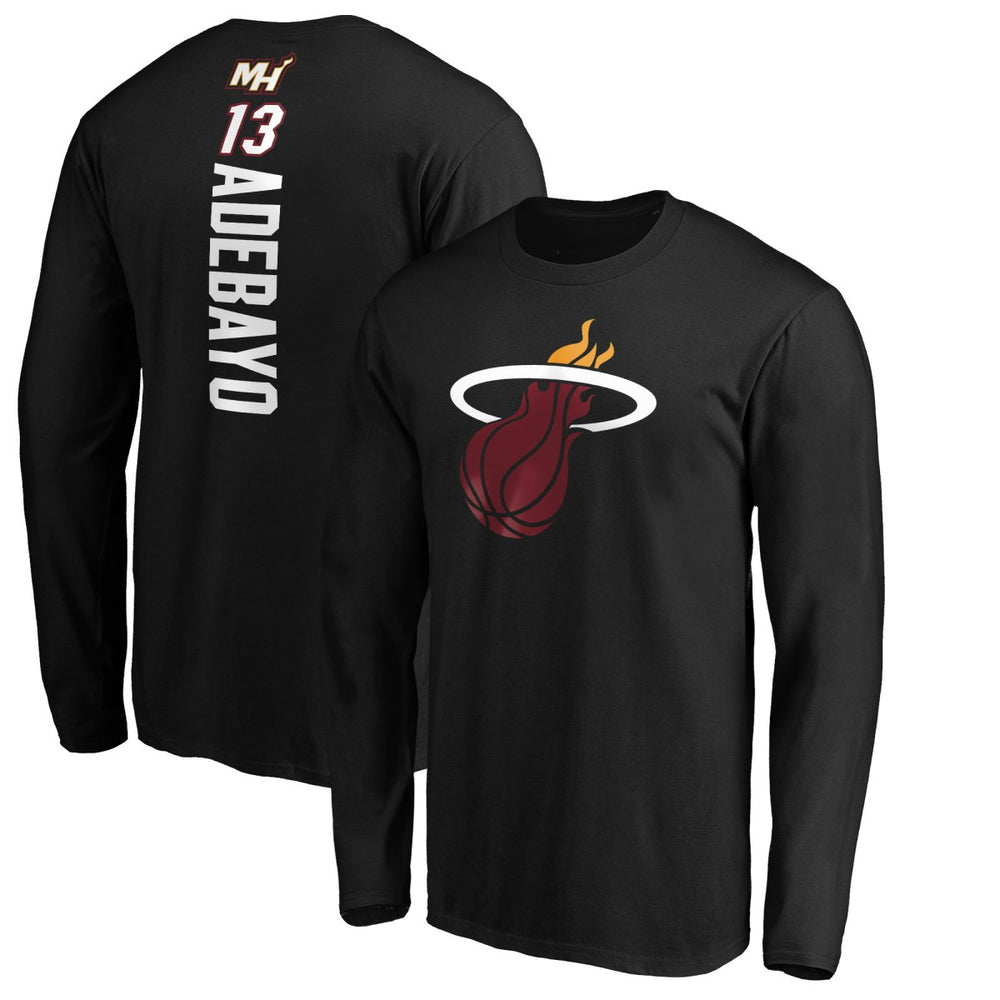 NBA - Bam Adebayo Miami Heat Playmaker Team Name & Number Long Sleeve T-Shirt - Black