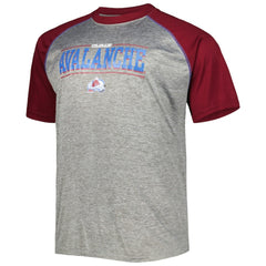Nathan MacKinnon Colorado Avalanche - Fanatics Big & Tall Contrast Raglan Name & Number T-Shirt Heather Gray/Burgundy