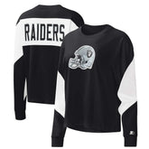 Las Vegas Raiders Starter Women's Insight Crop Tri-Blend Long Sleeve T-Shirt Black - NFL