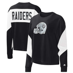 Las Vegas Raiders Starter Women's Insight Crop Tri-Blend Long Sleeve T-Shirt Black - NFL