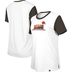 Cleveland Browns New Era Women's Third Down Colorblock T-Shirt White/Brown - NFL