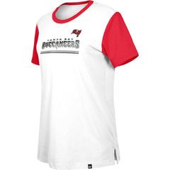 Tampa Bay Buccaneers New Era Women's Third Down Colorblock T-Shirt White/Red - NFL