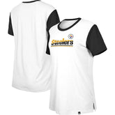 Pittsburgh Steelers New Era Women's Third Down Colorblock T-Shirt White/Black - NFL
