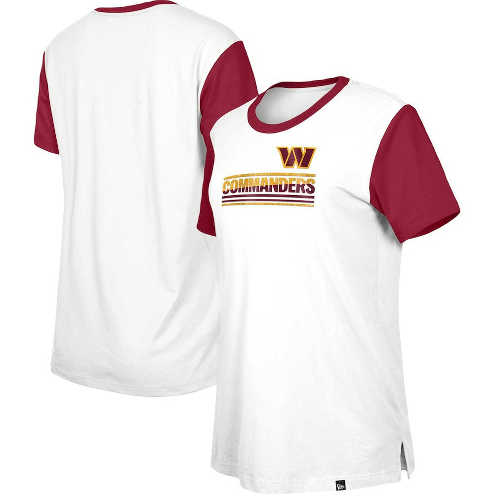 Washington Commanders New Era Women's Third Down Colorblock T-Shirt White/Burgundy - NFL