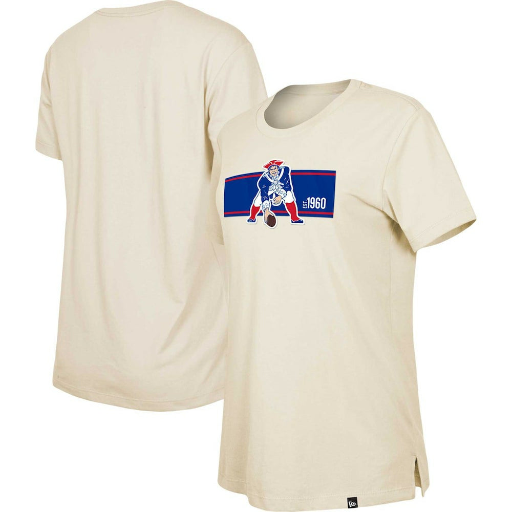 New England Patriots New Era Women's Third Down Historic T-Shirt Tan - NFL