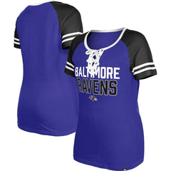 Baltimore Ravens New Era Women's Raglan Lace-Up T-Shirt Purple - NFL