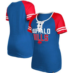 Buffalo Bills New Era Women's Throwback Raglan Lace-Up T-Shirt Royal - NFL