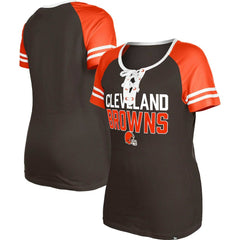 Cleveland Browns New Era Women's Raglan Lace-Up T-Shirt Brown - NFL