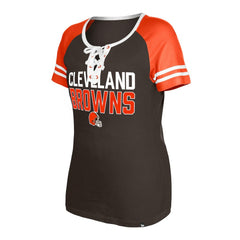 Cleveland Browns New Era Women's Raglan Lace-Up T-Shirt Brown - NFL