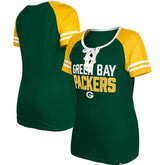 Green Bay Packers New Era Women's Raglan Lace-Up T-Shirt Green - NFL