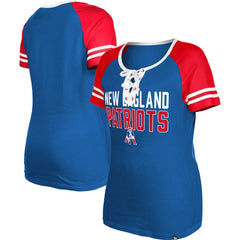 New England Patriots New Era Women's Throwback Raglan Lace-Up T-Shirt Royal - NFL