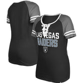 Las Vegas Raiders New Era Women's Raglan Lace-Up T-Shirt Black - NFL