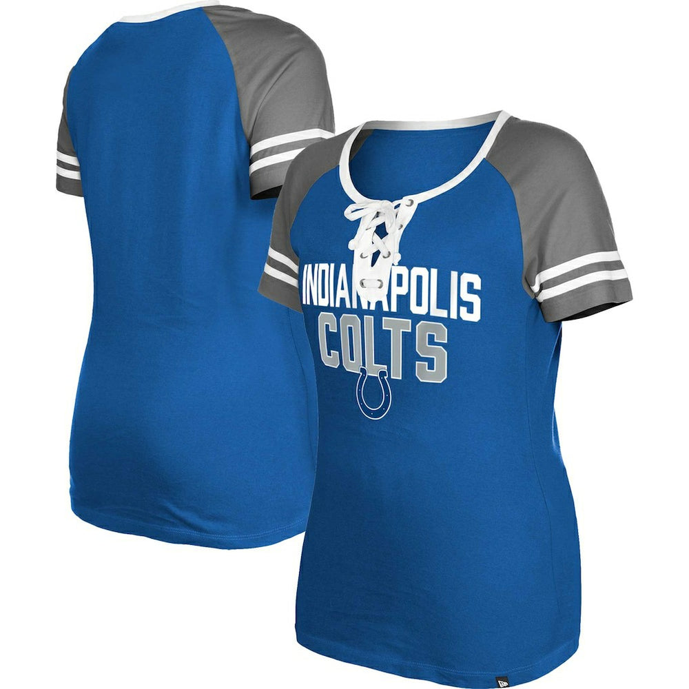 Indianapolis Colts New Era Women's Raglan Lace-Up T-Shirt Royal - NFL