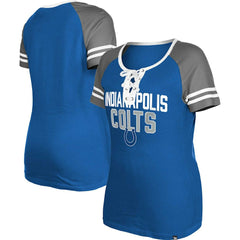 Indianapolis Colts New Era Women's Raglan Lace-Up T-Shirt Royal - NFL