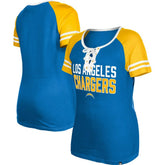 Los Angeles Chargers New Era Women's Raglan Lace-Up T-Shirt Powder Blue - NFL