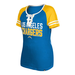 Los Angeles Chargers New Era Women's Raglan Lace-Up T-Shirt Powder Blue - NFL