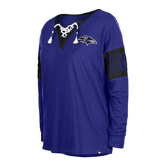 Baltimore Ravens New Era Women's Lace-Up Notch Neck Long Sleeve T-Shirt Black - NFL