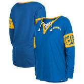 Los Angeles Chargers New Era Women's Lace-Up Notch Neck Long Sleeve T-Shirt Royal - NFL