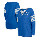 Indianapolis Colts New Era Women's Lace-Up Notch Neck Long Sleeve T-Shirt Blue - NFL