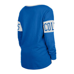Indianapolis Colts New Era Women's Lace-Up Notch Neck Long Sleeve T-Shirt Blue - NFL