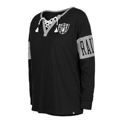 Las Vegas Raiders New Era Women's Lace-Up Notch Neck Long Sleeve T-Shirt Black - NFL