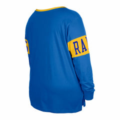 Los Angeles Rams New Era Women's Plus Size Lace-Up Notch Neck Long Sleeve T-Shirt Royal - NFL