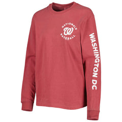 Washington Nationals Soft as a Grape Women's Team Pigment Dye Long Sleeve T-Shirt Lifestyle