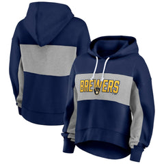 Milwaukee Brewers Fanatics Women's Filled Stat Sheet Pullover Hoodie Clearance