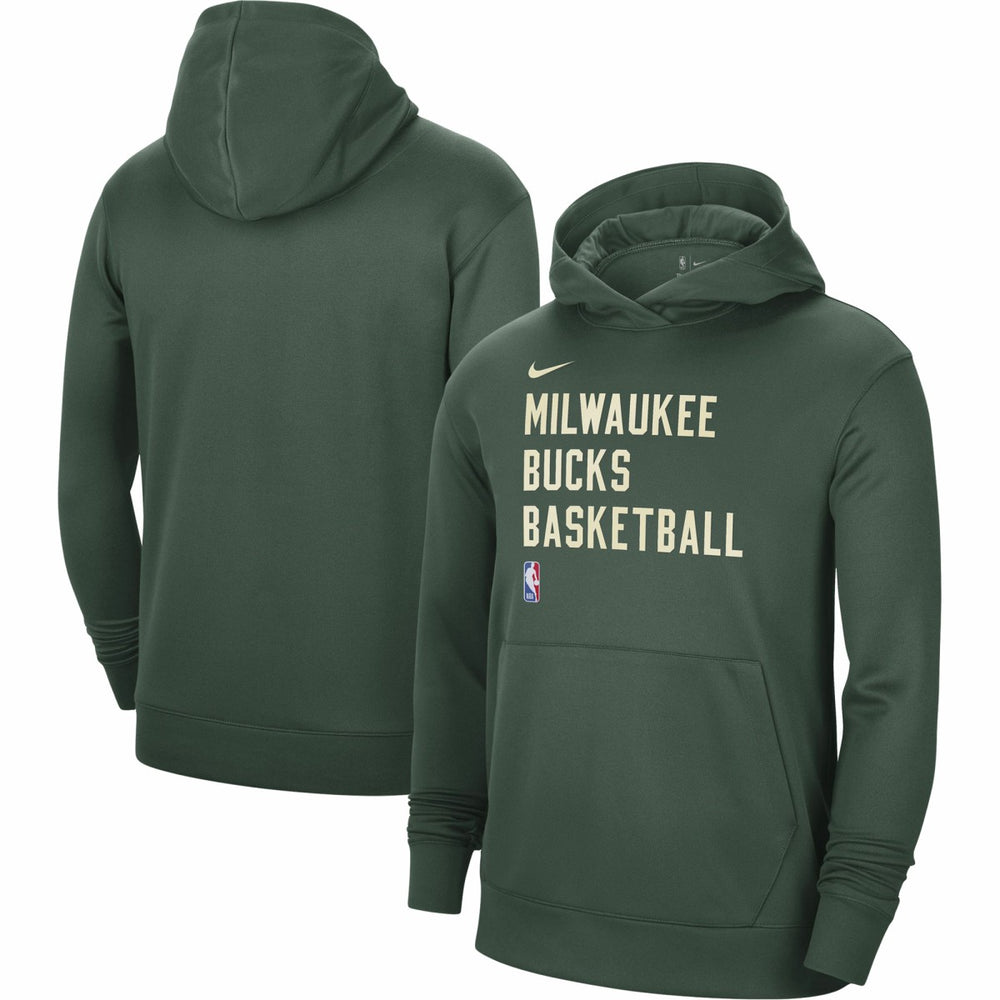Nike - Milwaukee Bucks Unisex 2023/24 Performance Spotlight On-Court Practice Pullover Hoodie - Hunter Green