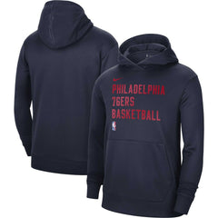 Nike - Philadelphia 76ers Unisex 2023/24 Performance Spotlight On-Court Practice Pullover Hoodie - Navy