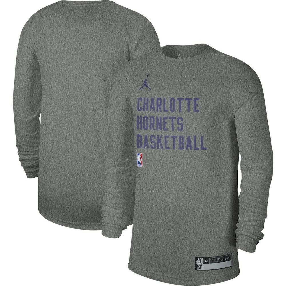 NBA - Charlotte Hornets Jordan Brand Unisex 2023/24 Legend On-Court Practice Long Sleeve T-Shirt - Heather Gray