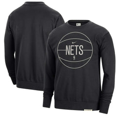 Nike - Brooklyn Nets 2023/24 Authentic Standard Issue Travel Performance Pullover Sweatshirt - Black