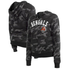 Cincinnati Bengals New Era Women's Camo Full-Zip Hoodie Black - NFL
