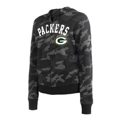 Green Bay Packers New Era Women's Camo Full-Zip Hoodie Black - NFL